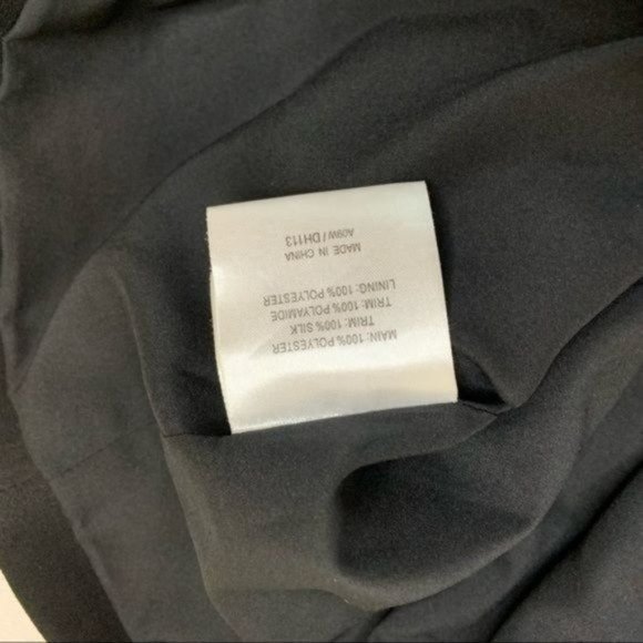 KAREN MILLEN BOAT NECK SILK ACCENT EMBELLISHED SHEATH DRESS KNEE LENGTH BLACK 8 - Picture 11 of 13